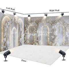 Aperturee - Aperturee White Fine Art Floral Arch Wedding Room Set Backdrop