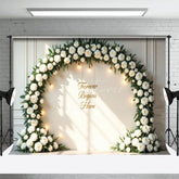 Aperturee - Aperturee White Floral Circular Arch Lights Wedding Backdrop