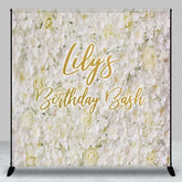 Aperturee - Aperturee White Floral Happy Birthday Girls Custom Backdrop