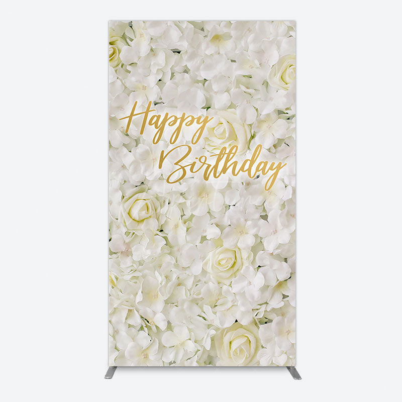 Aperturee - Aperturee White Floral Happy Birthday Sweety Rectangle Backdrop