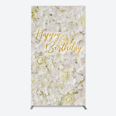 Aperturee - Aperturee White Floral Happy Birthday Sweety Rectangle Backdrop