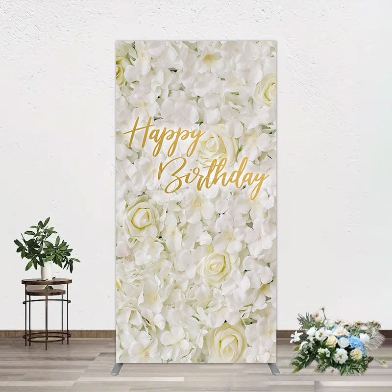 Aperturee - Aperturee White Floral Happy Birthday Sweety Rectangle Backdrop