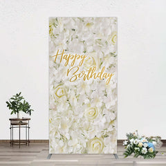 Aperturee - Aperturee White Floral Happy Birthday Sweety Rectangle Backdrop