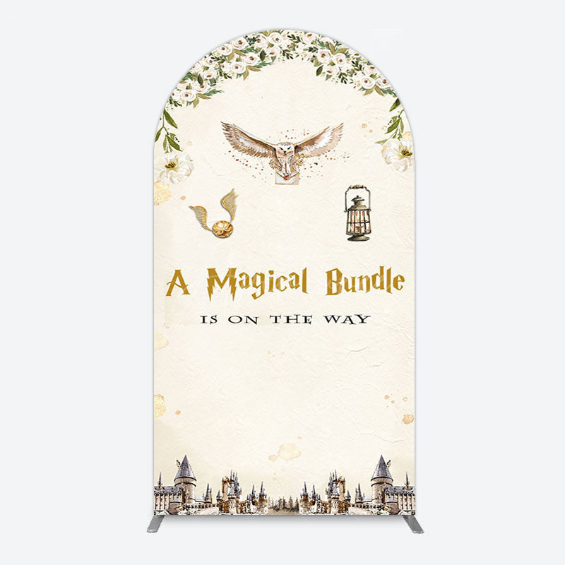 Aperturee - Aperturee White Floral Magical Bundle Baby Shower Arch Backdrop