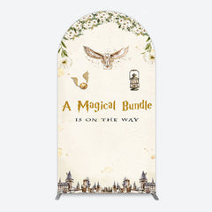 Aperturee - Aperturee White Floral Magical Bundle Baby Shower Arch Backdrop