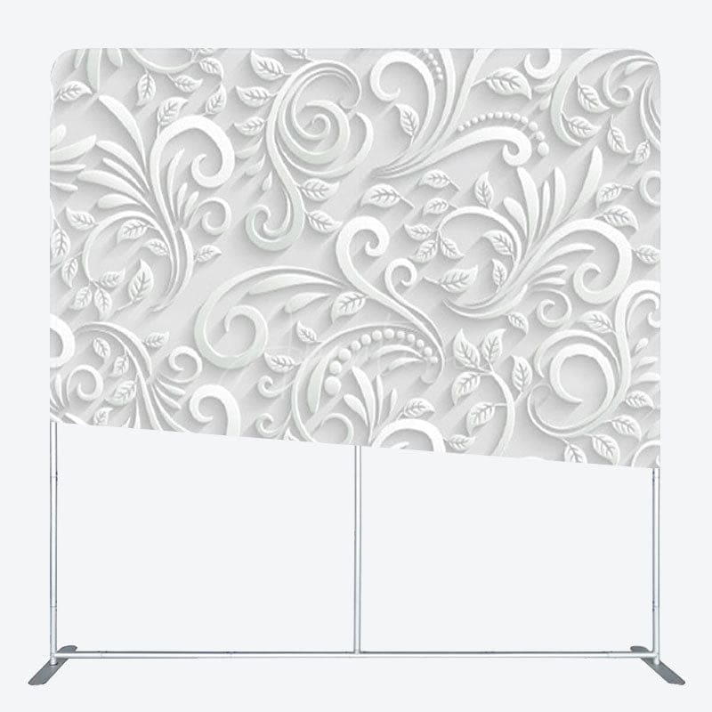 Aperturee - Aperturee White Floral Relief Sculpture Backdrop Cover For Decor