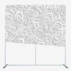 Aperturee - Aperturee White Floral Relief Sculpture Backdrop Cover For Decor