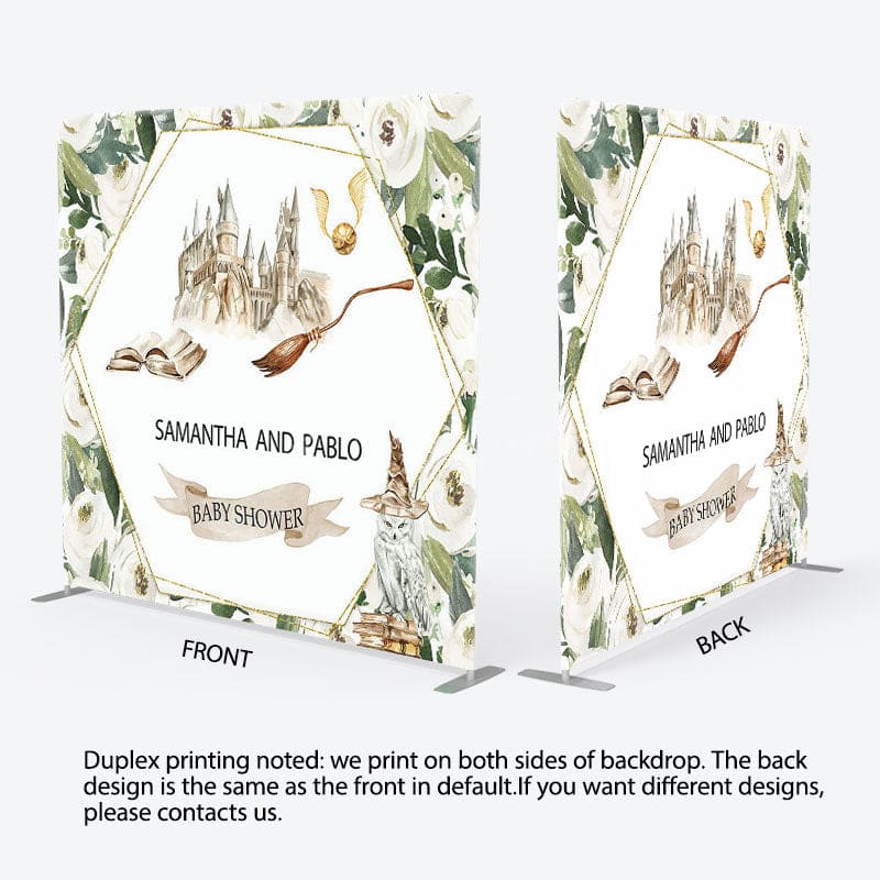 Aperturee - Aperturee White Flower Castle Fabric Backdrop Cover for Baby Shower