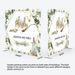 Aperturee - Aperturee White Flower Castle Fabric Backdrop Cover for Baby Shower