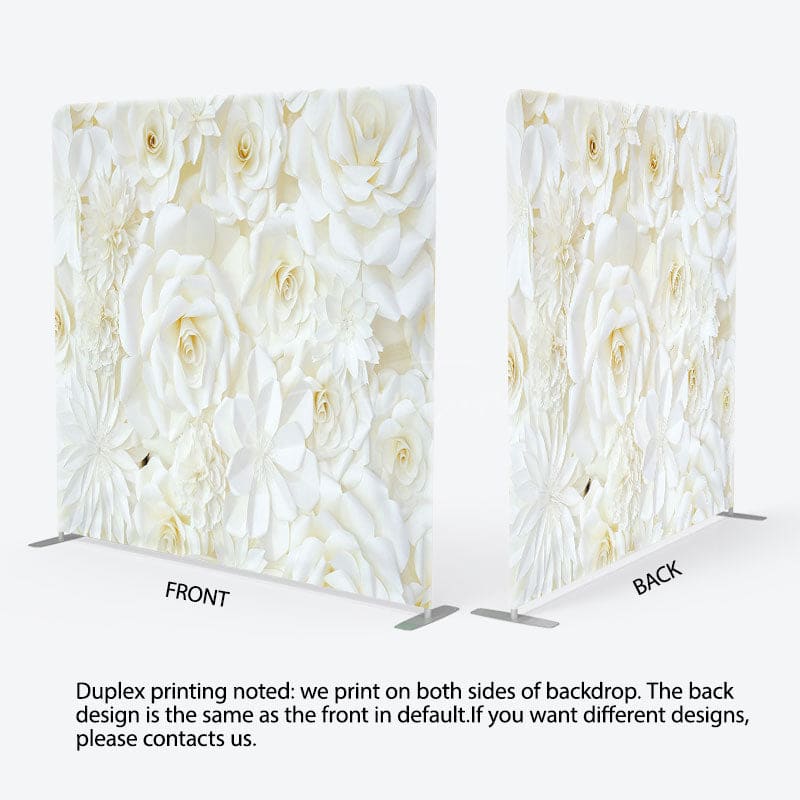 Aperturee - Aperturee White Flower Theme Fabric Backdrop Cover for Birthday