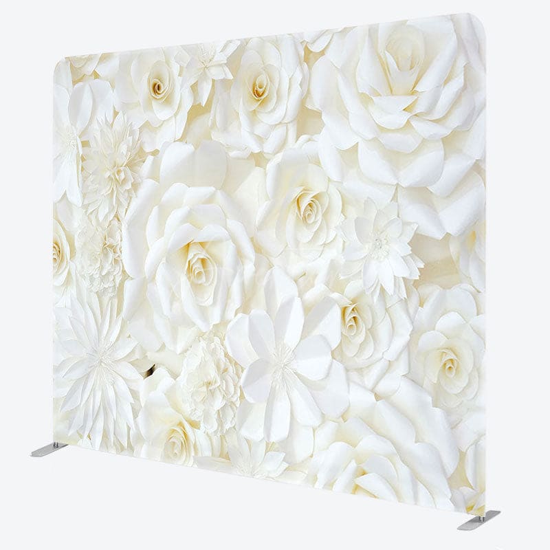 Aperturee - Aperturee White Flower Theme Fabric Backdrop Cover for Birthday