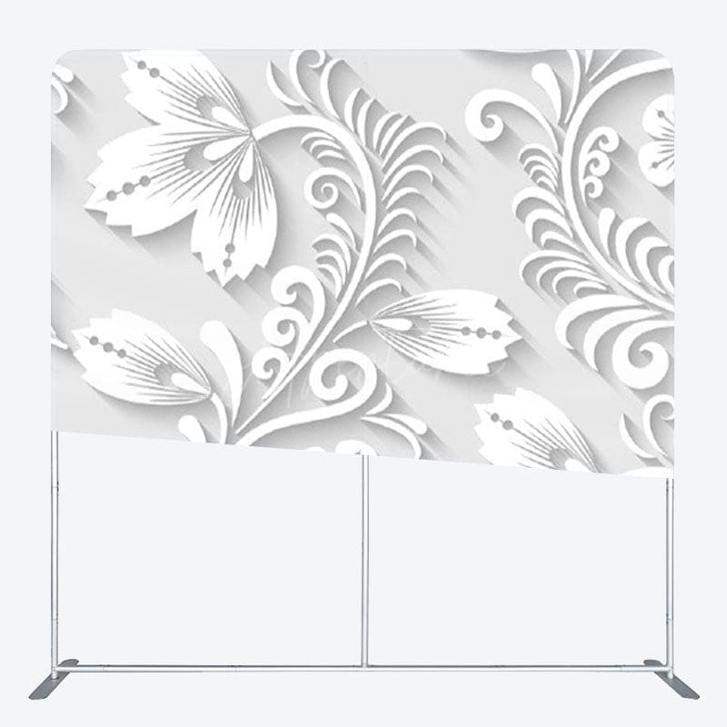 Aperturee - Aperturee White Flower Winding Relief Style Party Backdrop