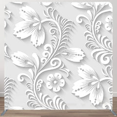 Aperturee - Aperturee White Flower Winding Relief Style Party Backdrop