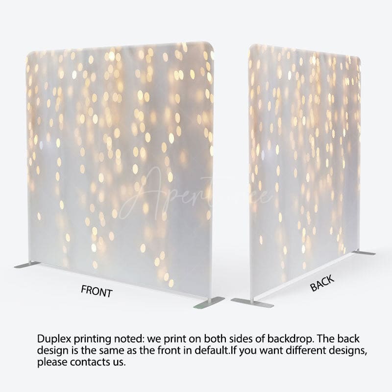 Aperturee - Aperturee White Gold Bokeh Party Square Double-Sided Backdrop