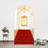 Aperturee - Aperturee White Gold Palace Red Stairs Luxury Arch Backdrop