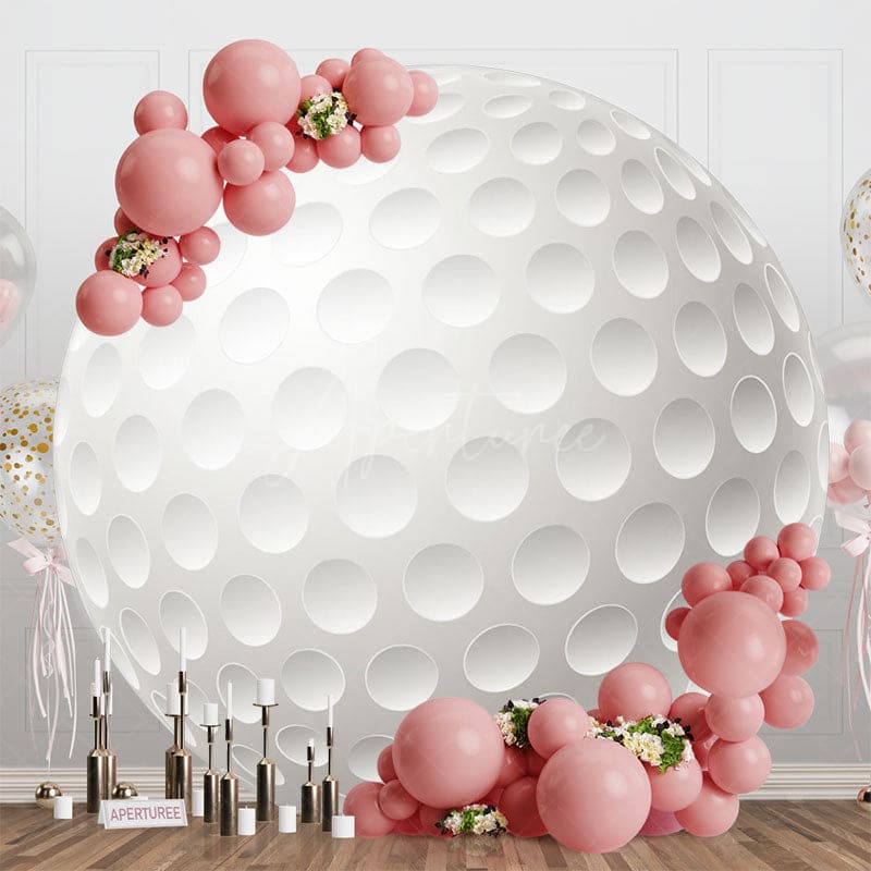 Aperturee - Aperturee White Golf Ball Sports Round Birthday Party Backdrop