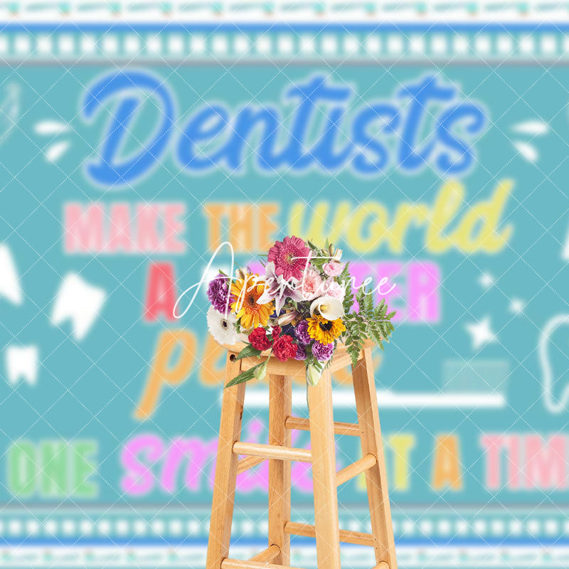 Aperturee - Aperturee White Green Thank Text Happy Dentists Day Backdrop