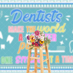 Aperturee - Aperturee White Green Thank Text Happy Dentists Day Backdrop