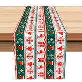 Aperturee - Aperturee White Green Ugly Christmas Sweater Stripe Table Runner