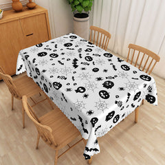 Aperturee - Aperturee White Halloween Rectangle Tablecloth with Jack O’ Lanterns and Spider Webs for Spooky Holiday Party Decor