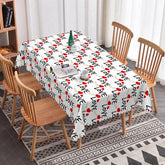 Aperturee - Aperturee White Handwritten Love Text Rectangle Tablecloth Cute Heart and Wing Doodle Simple Valentine Party Decor