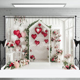 Aperturee - Aperturee White House Balloons Floral Valentines Day Backdrop