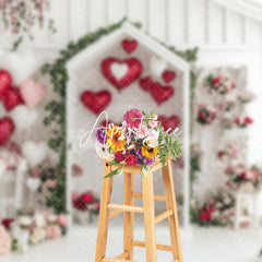 Aperturee - Aperturee White House Balloons Floral Valentines Day Backdrop