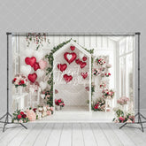 Aperturee - Aperturee White House Balloons Floral Valentines Day Backdrop