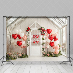 Aperturee - Aperturee White House Red Pink Balloon Floral Romantic Backdrop