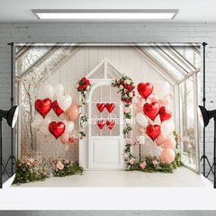 Aperturee - Aperturee White House Red Pink Balloon Floral Romantic Backdrop