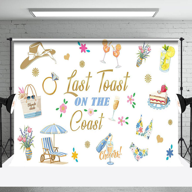 Aperturee - Aperturee White Last Toast On The Coast Bridal Shower Backdrop