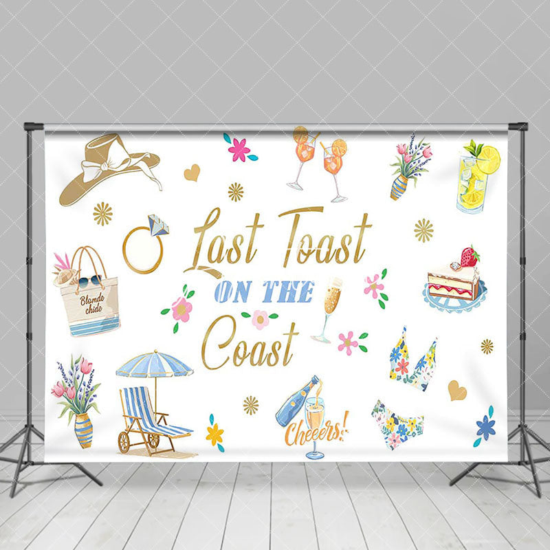 Aperturee - Aperturee White Last Toast On The Coast Bridal Shower Backdrop