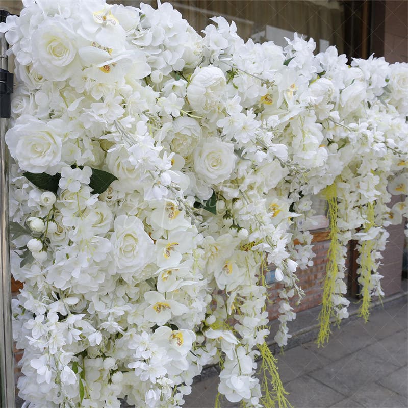 Aperturee - Aperturee White Luxury Artificial Flower Wall Wedding Decor