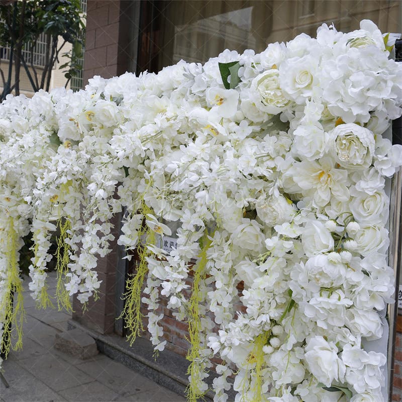 Aperturee - Aperturee White Luxury Artificial Flower Wall Wedding Decor