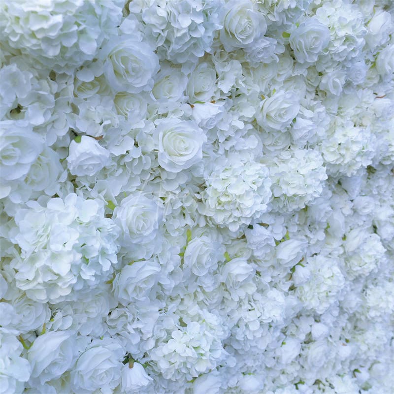 Aperturee - Aperturee White Luxury Fabric Artificial Flower Wall Party Decor