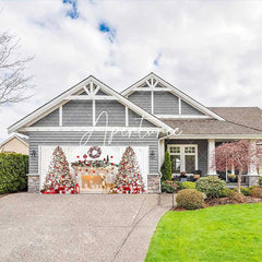 Aperturee - Aperturee White Luxury Fireplace Christmas Garage Door Banner