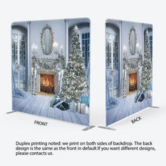 Aperturee - Aperturee White Luxury Fireplace Christmas Pillow Case Backdrop