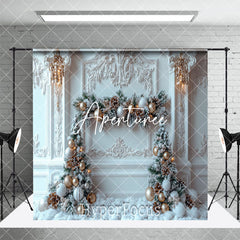 Aperturee - Aperturee White Luxury Fireplace Christmas Room Set Backdrop