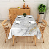 Aperturee - Aperturee White Marble and Gold Glitter Rectangle Tablecloth Elegant Stone Texture Table Cover Wedding Decor