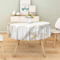 Aperturee - Aperturee White Marble Gold Vein Round Tablecloth Luxury Stone Texture Table Cover for Wedding