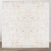 Aperturee - Aperturee White Old Style Brick Wall Square Tension Backdrop