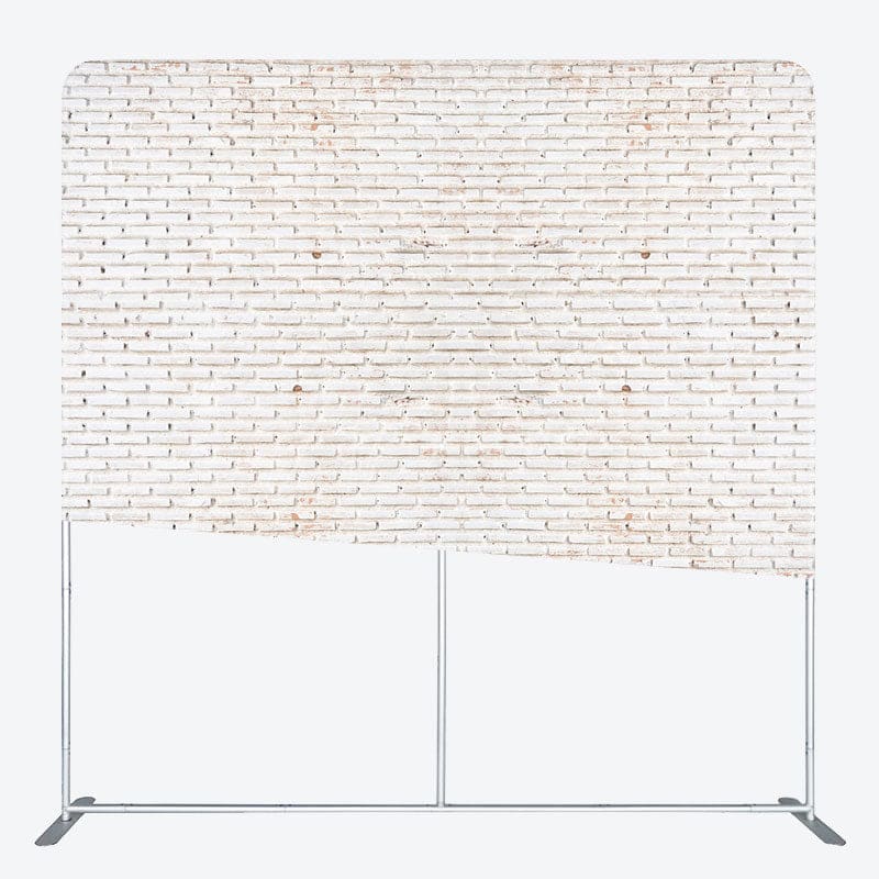 Aperturee - Aperturee White Old Style Brick Wall Square Tension Backdrop