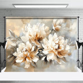 Aperturee - Aperturee White Orange Oil Painted Flowers Photography Backdrop