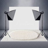 Aperturee - Aperturee White Oval Wool Carpet Rubber Floor Mat For Photo