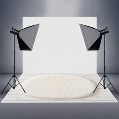 Aperturee - Aperturee White Oval Wool Carpet Rubber Floor Mat For Photo