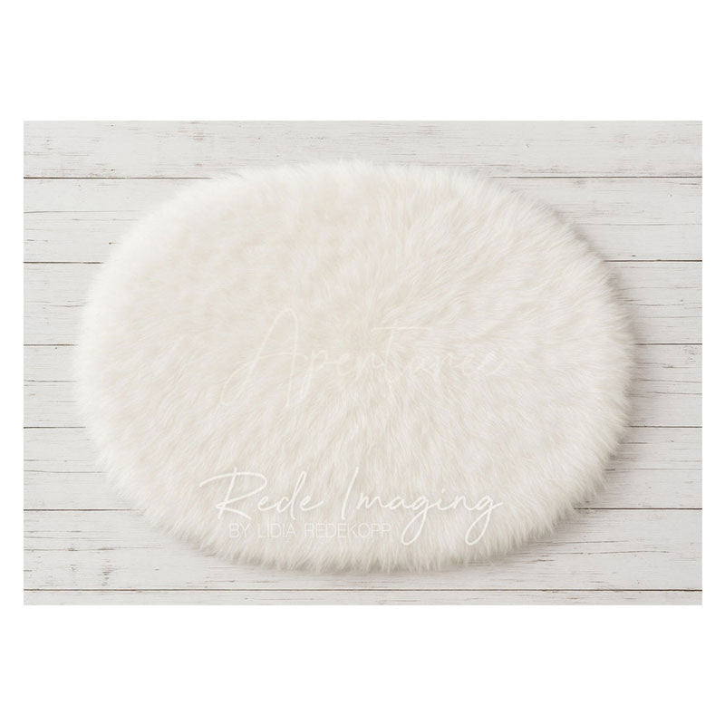 Aperturee - Aperturee White Oval Wool Carpet Rubber Floor Mat For Photo