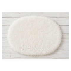Aperturee - Aperturee White Oval Wool Carpet Rubber Floor Mat For Photo