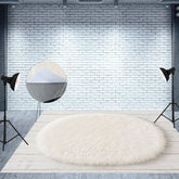 Aperturee - Aperturee White Oval Wool Rug Fabric Floor Backdrop For Photo