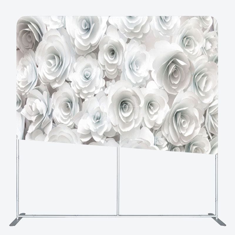 Aperturee - Aperturee White Paper Floral Backdrop Cover For Party Decor
