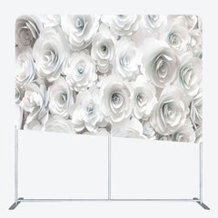 Aperturee - Aperturee White Paper Floral Backdrop Cover For Party Decor